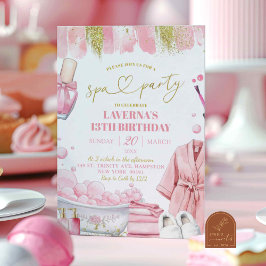 Rosa Spa-fest Manikyr Pedikyr Födelsedag Inbjudningar