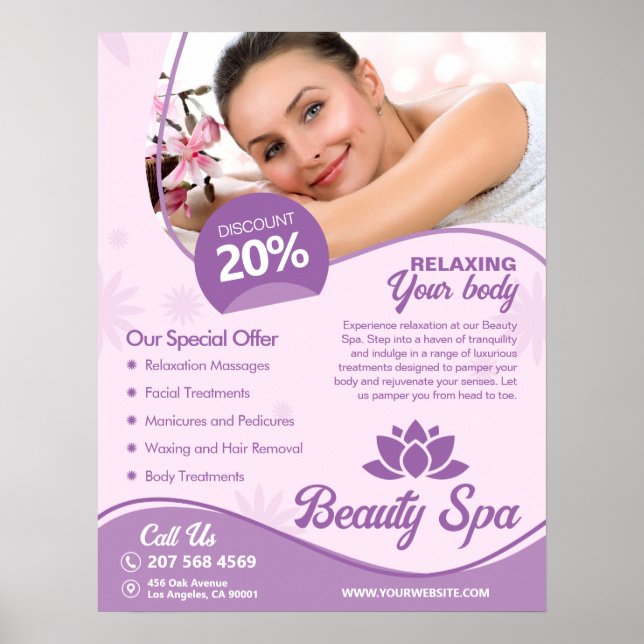 Rosa Spa, Hälsa Centre, Beauty Salon Poster (Framsidan)