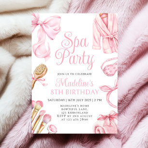 Rosa Spa Party Girl 8:e födelsedagsinbjudan Inbjudningar