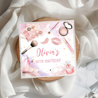 Rosa Spa Party Glam Girl Makeup Birthday Napkins Pappersservett