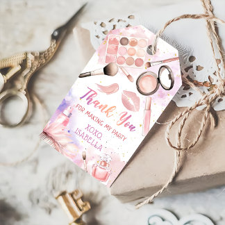 Rosa Spa Party Glam Makeup Birthday Gift Märkres Presentetikett