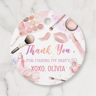 Rosa Spa Party Glitz Glam Makeup Birthday Sticker Gåvor Etiketter