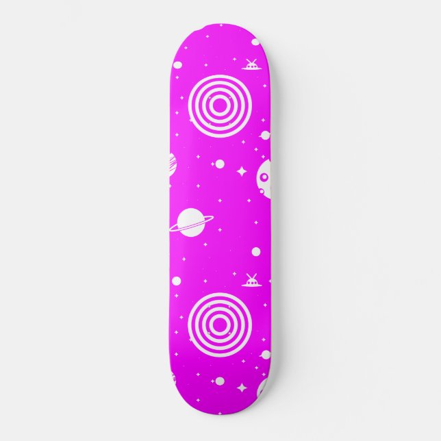 Rosa Space Saker Mini Skateboard Bräda 18,5 Cm (Framsida)