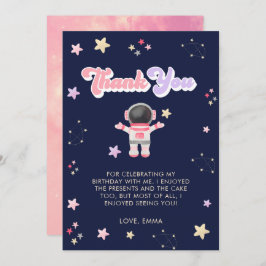 Rosa Space Stars Astronaut Birthday Tack för ditt 