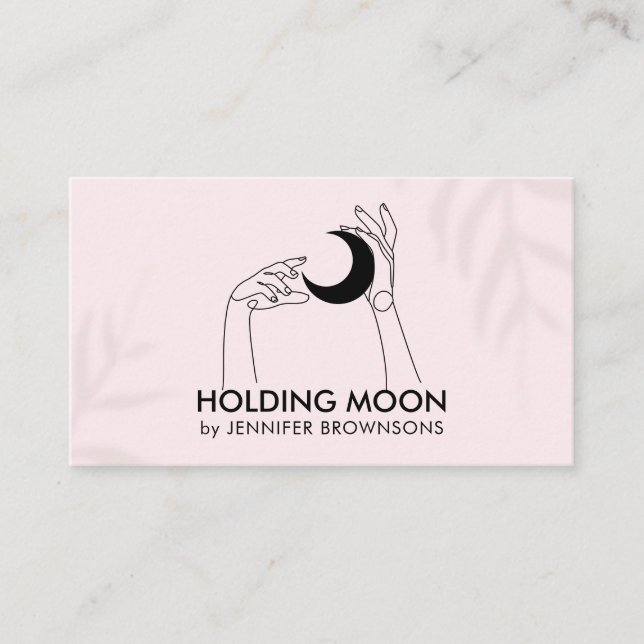 Rosa Spådam Touch Moon Halvmåne med Händer Visitkort (Framsida)