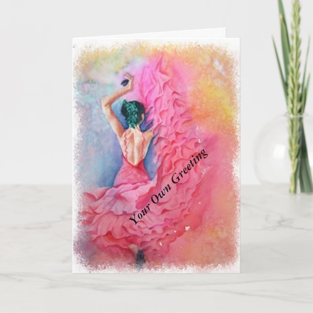 ROSA SPANISH DANCER GREETING CARD KORT (Framsida)