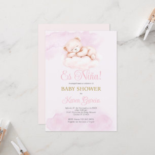 Rosa spansk baby shower flicka inbjudningar