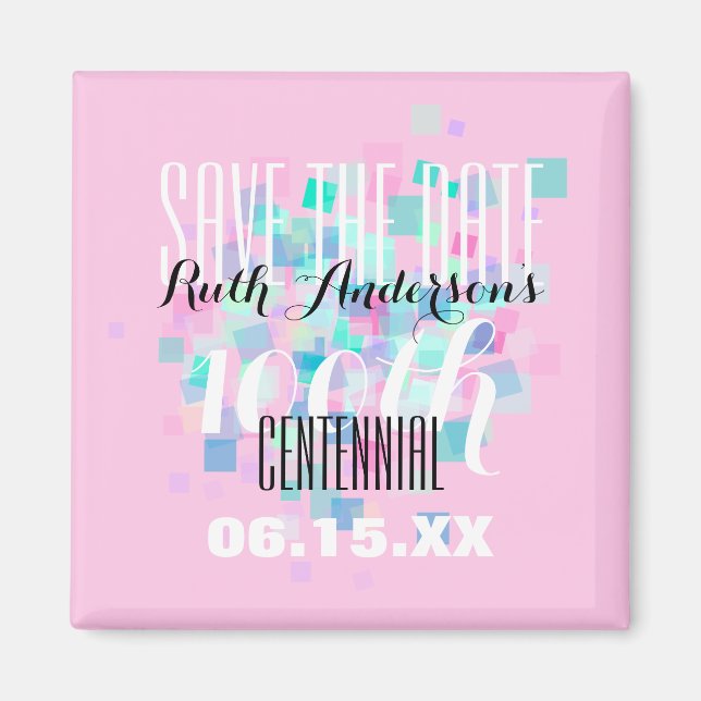 Rosa Spara datumet för magnet för ettårig Personli (Framsidan)