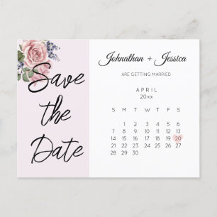 Rosa Spara datumvykort för fotokalender Vykort