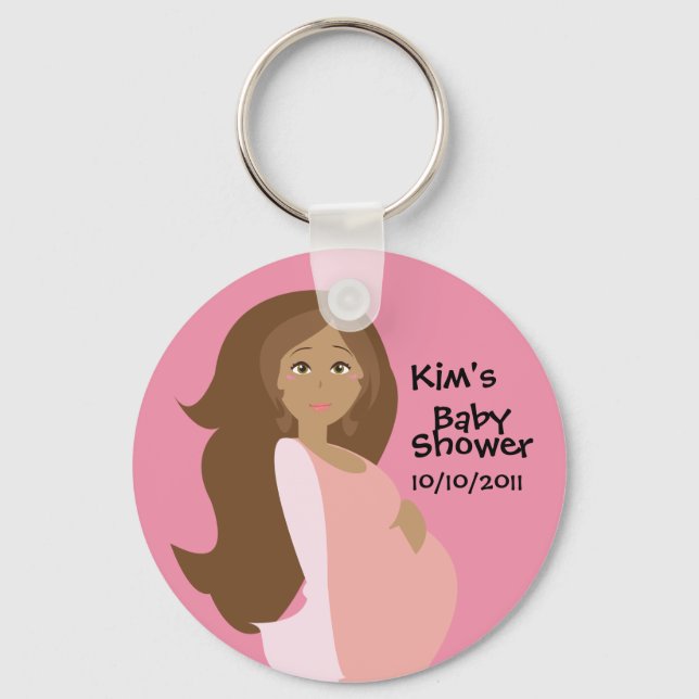 Rosa Spara nyckelkedjan Date Baby Shower Nyckelring (Framsida)