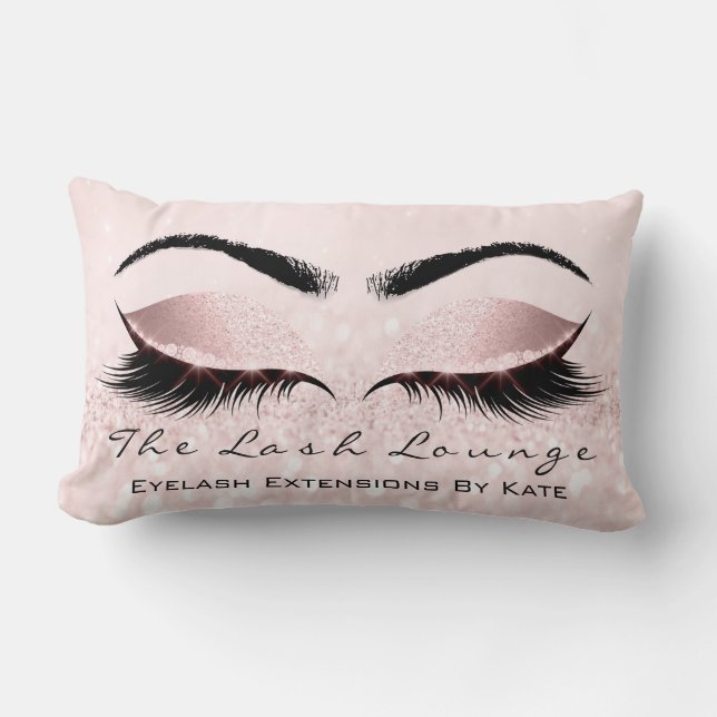 Rosa Spark Glitter Makeup Lash Öga Princess Girly Lumbarkudde (Framsida)