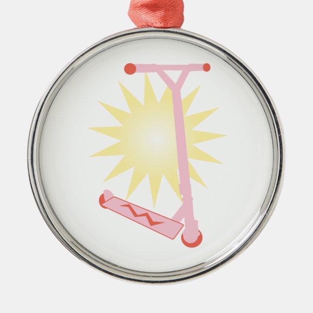 Rosa sparkcykel julgransprydnad metall (Framsidan)