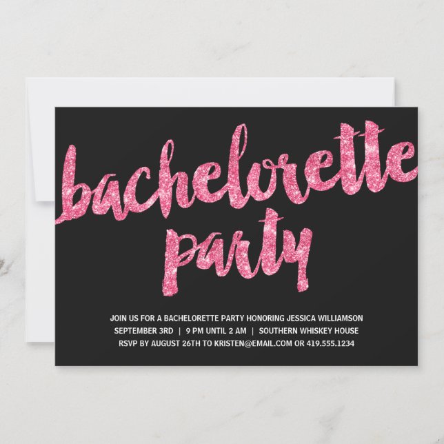 Rosa Sparkles | Glitter Se Bachelorette Party Inbjudningar (Framsida)
