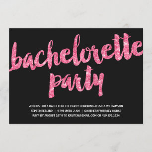 Rosa Sparkles Glitter Se Bachelorette Party Inbjudningar