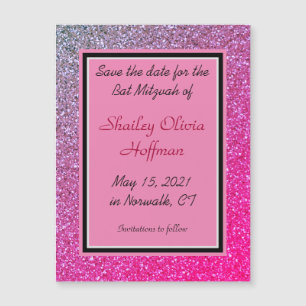 Rosa Sparkles Magnetic Save Date Card