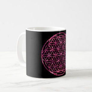 Rosa Sparkling Flower of Life Kaffemugg
