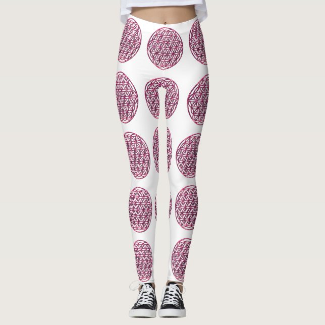 Rosa Sparkling Flower of Life Leggings (Framsida)