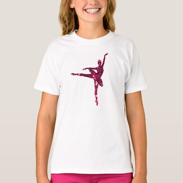 Rosa Sparkly Ballerina T Shirt (Framsida)