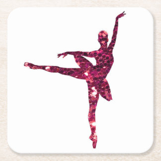 Rosa Sparkly Ballerina Underlägg Papper Kvadrat