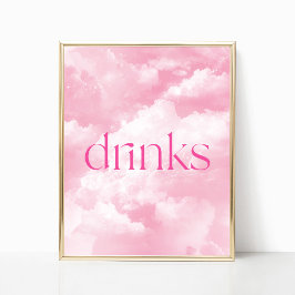 Rosa Sparkly Clouds Drinks Bord-tecken Poster