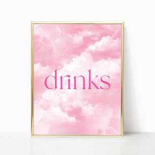 Rosa Sparkly Clouds Drinks Bord-tecken Poster