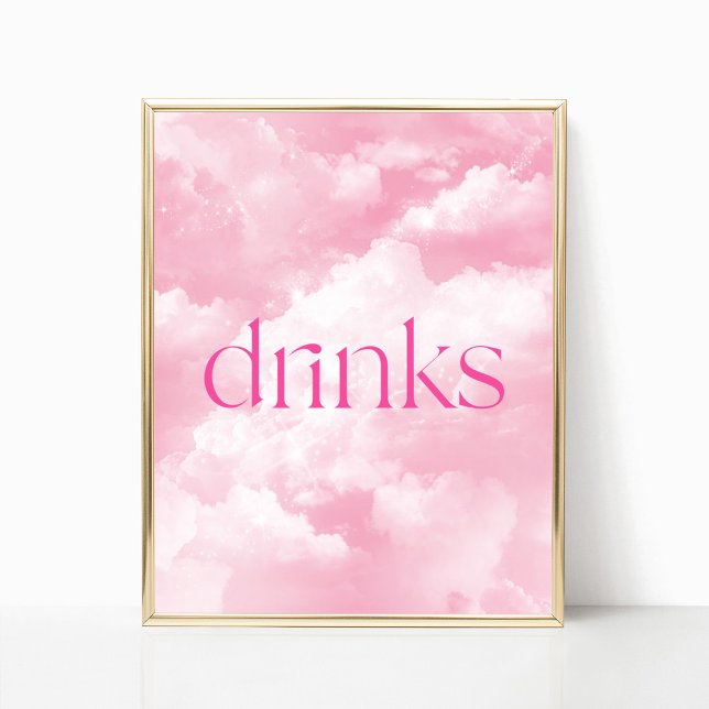 Rosa Sparkly Clouds Drinks Bord-tecken Poster (Skapare uppladdad)