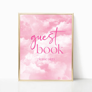 Rosa Sparkly Clouds Guest Bok-tecken Poster