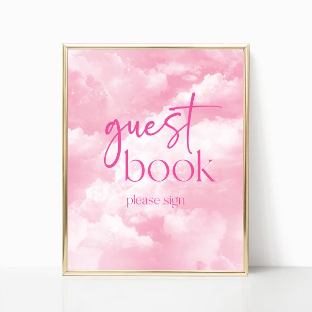 Rosa Sparkly Clouds Guest Bok-tecken Poster (Skapare uppladdad)