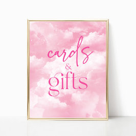 Rosa Sparkly Clouds-kort och presentkort Poster