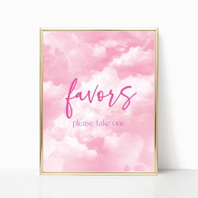 Rosa Sparkly Clouds Party favors-tecken Poster (Skapare uppladdad)