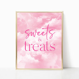 Rosa Sparkly Clouds Sweets & Treats Sign Poster