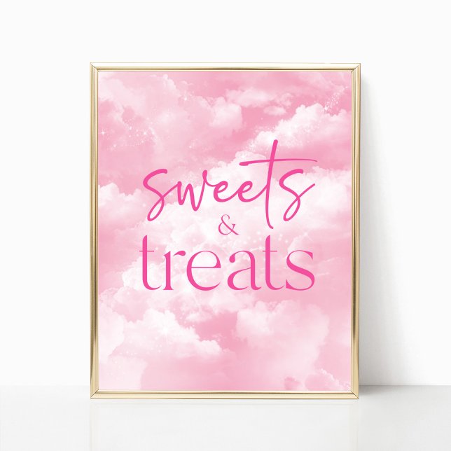 Rosa Sparkly Clouds Sweets & Treats Sign Poster (Skapare uppladdad)