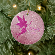 Rosa Sparkly Fairy Ornament Personlig Gift