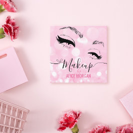 Rosa Sparkly Makeup Artist Glamor Bokeh Sequin QR Fyrkantigt Visitkort