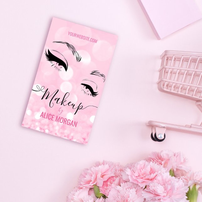 Rosa Sparkly Makeup Artist Glamor Bokeh Sequin QR Visitkort (Skapare uppladdad)