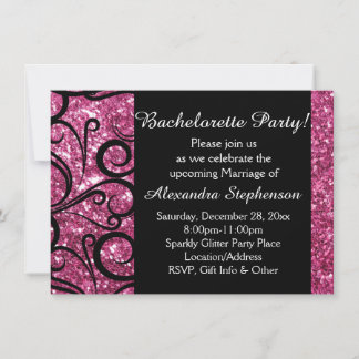 Rosa Sparkly Swirl Bachelorette Party Inbjudningar