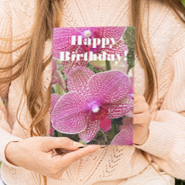 Rosa Specklad Moth Orchids Blommigt Birthday Kort