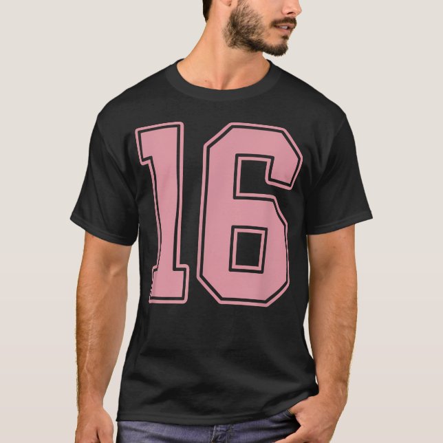 Rosa spelartröja nummer 16 t shirt (Framsida)