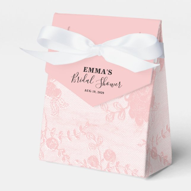 Rosa spets bröllopsdusch  presentaskar (Framsidan Sidan)