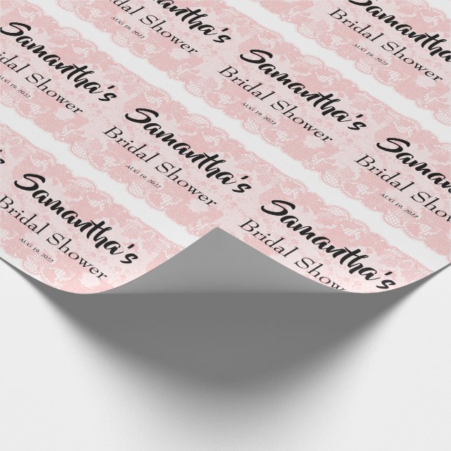 Rosa spets bröllopsdusch presentpapper (Hörn)