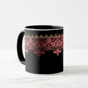 Rosa spets romantisk dekoration gradient brons spe mugg