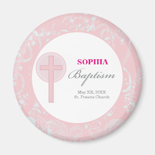 Rosa spetsflicka dop magnet