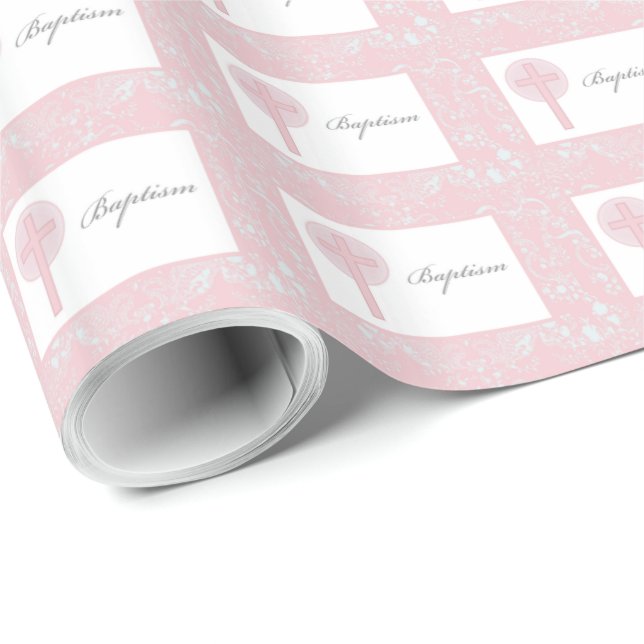 Rosa spetskille dop presentpapper (Rullad Hörn)