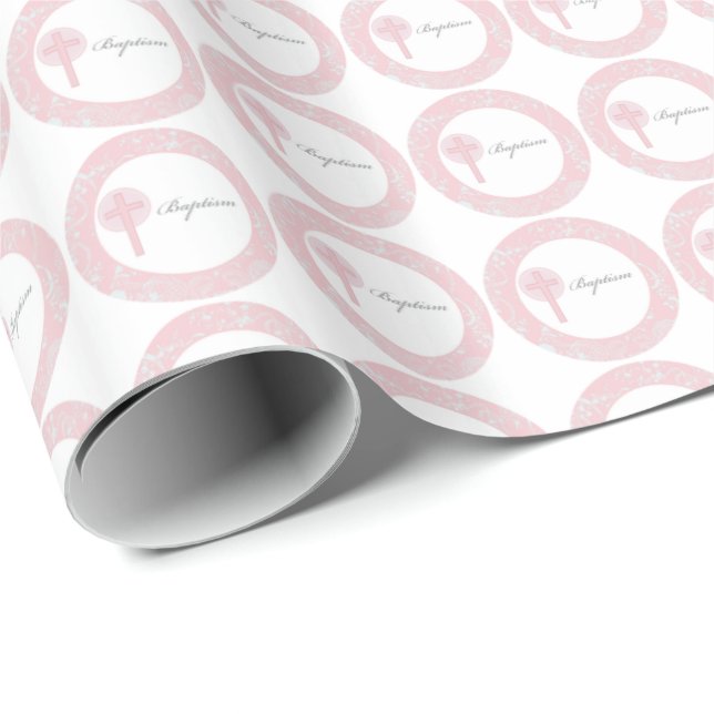 Rosa spetskille dop presentpapper (Rullad Hörn)