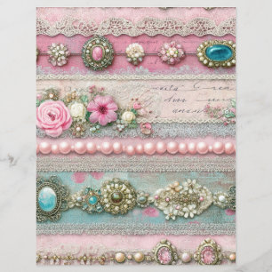 Rosa spetsränder Junk Journal Scrapbookpapper