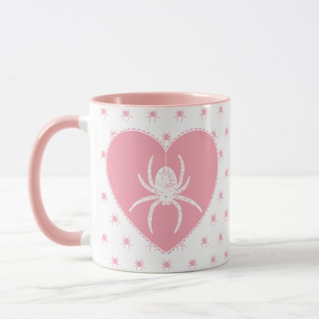 Rosa Spider Heart Mugg (Vänster)
