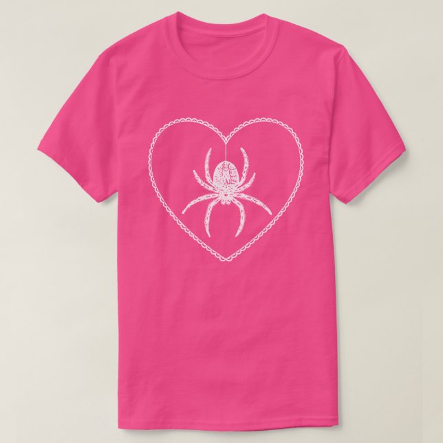 Rosa Spider Heart T-Shirt (Design framsida)