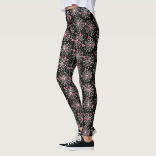 Rosa Spiders och Spindelnät Leggings