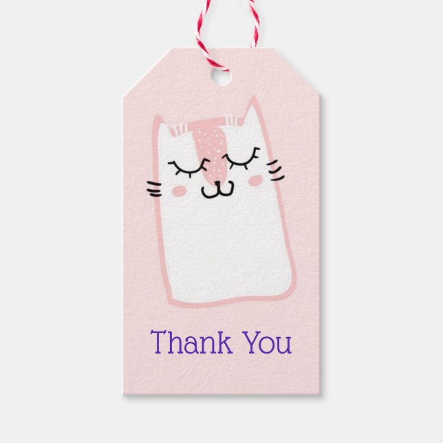 Rosa Spieping Kattunge Tack Presentetikett (Framsidan)