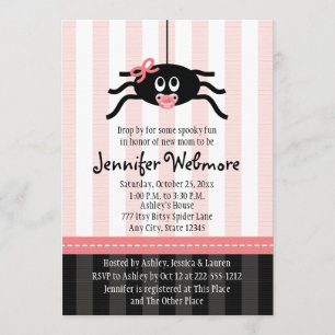 Rosa Spindel Halloween Baby Shower-inbjudningar Inbjudningar